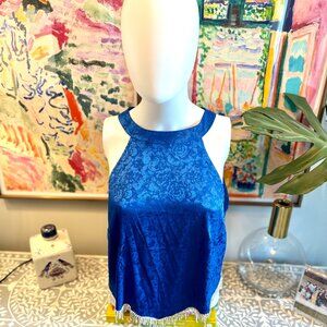Silk Crop Top- Diamond Fringe